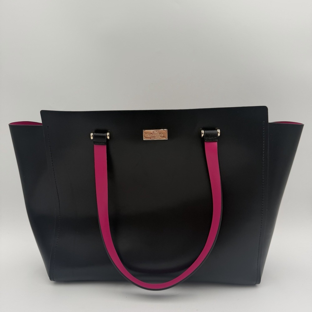 Kate Spade Arbour Hill Annelle Tote Bag Black Pink Leather Purse Work Laptop